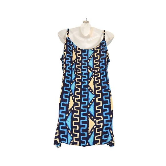 Womens S/M Mini Dress Spaghetti Straps Flowy Geometric Boho Festival Artsy - Picture 5 of 12